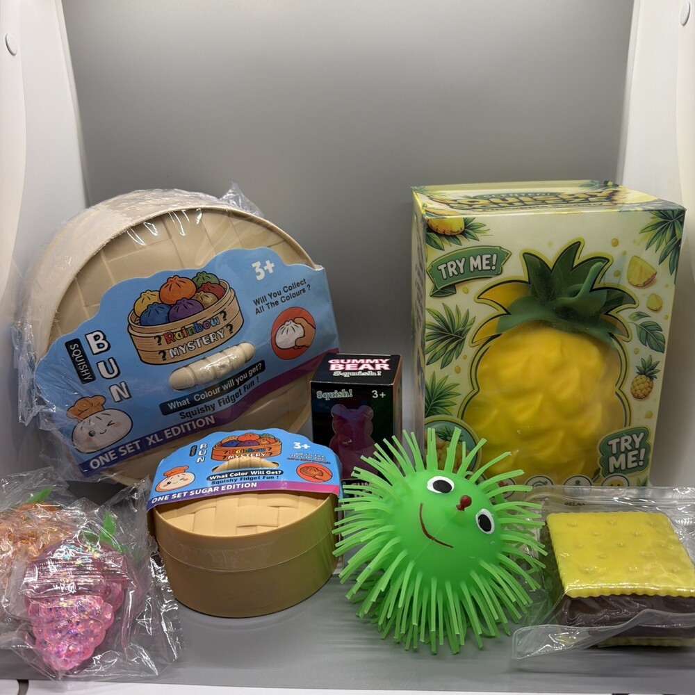 Huge Sensory Fidget Toy Lot of 8 - All Brand New Scented Pineapple, & Squishies